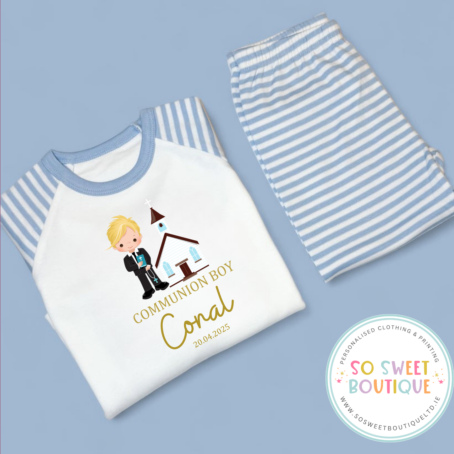 Communion Boy Blue Stripe Pyjamas