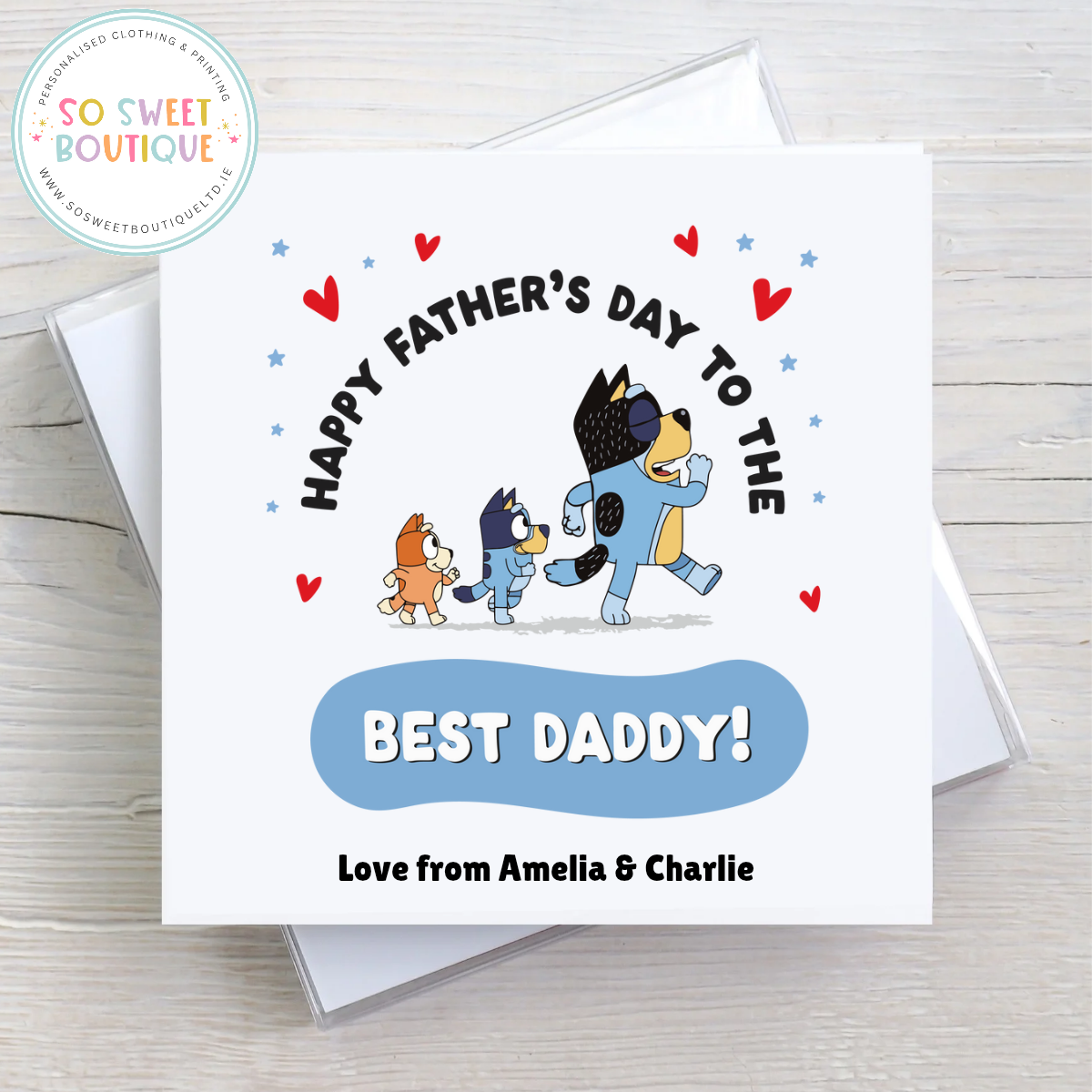 Bluey Happy Father's Day Personalised Card - SoSweetBoutiqueLtd