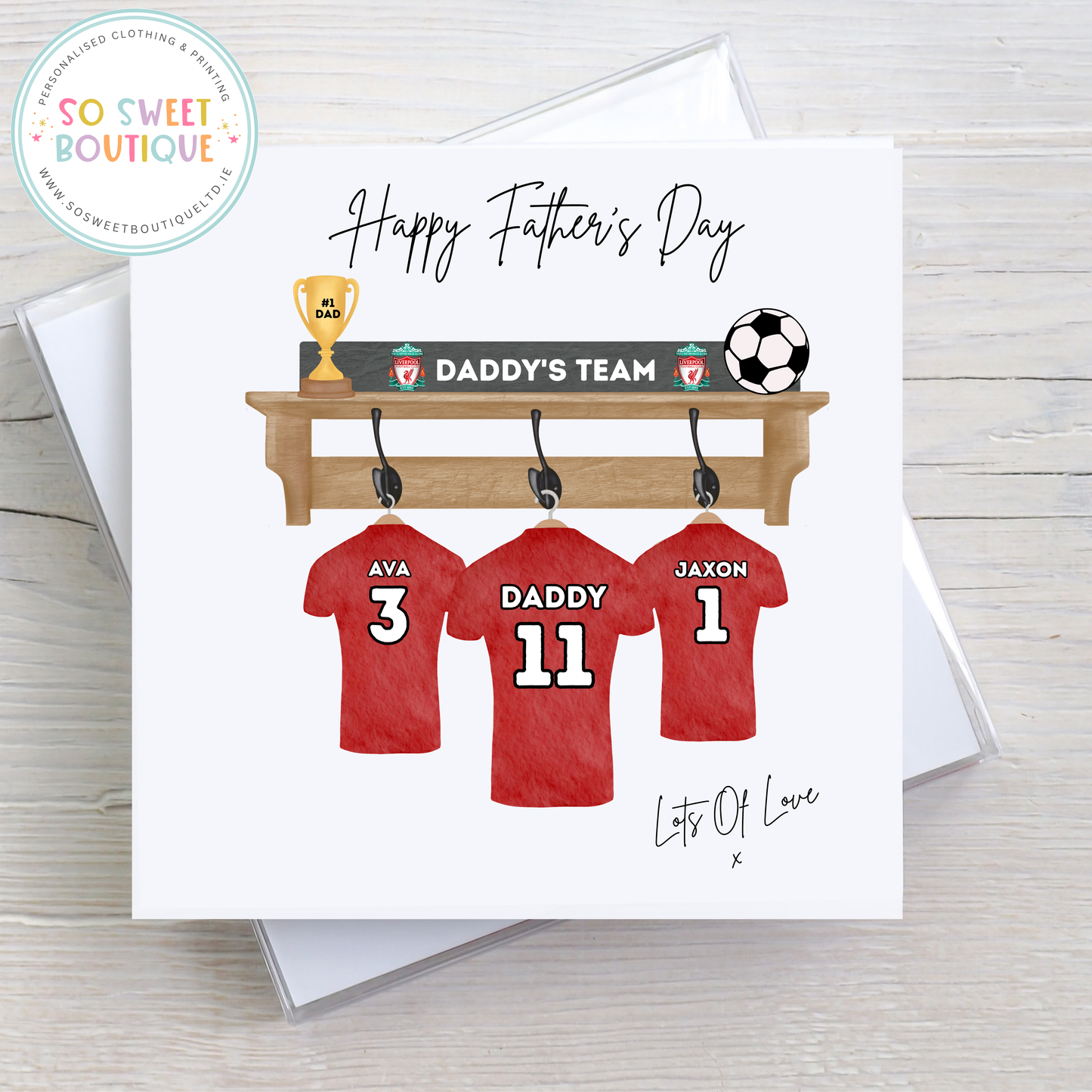 Red Jersey Football Team Personalised Father's Day Card