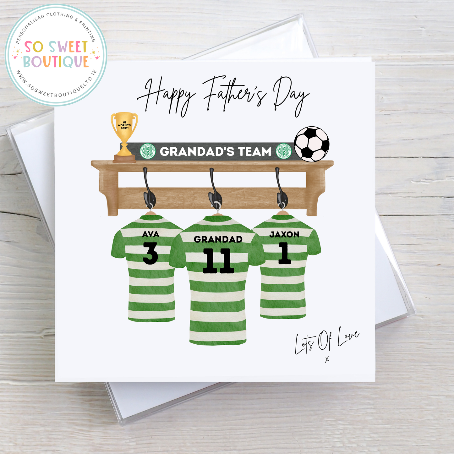 Green Stripe Jersey Football Team Personalised Father's Day Card