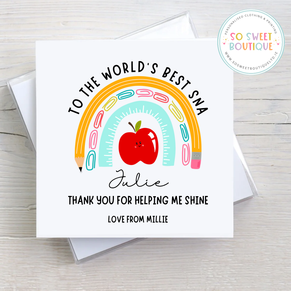 World's Best SNA/TEACHER Personalised Thank You Card