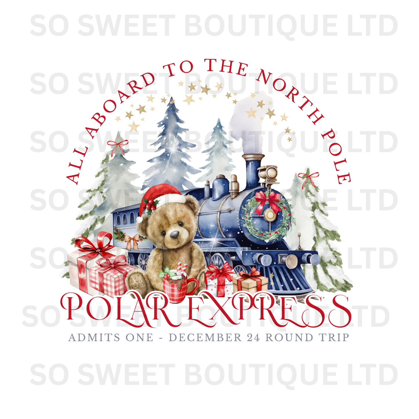 Polar Express Blue Check Unisex Personalised Christmas Pyjamas