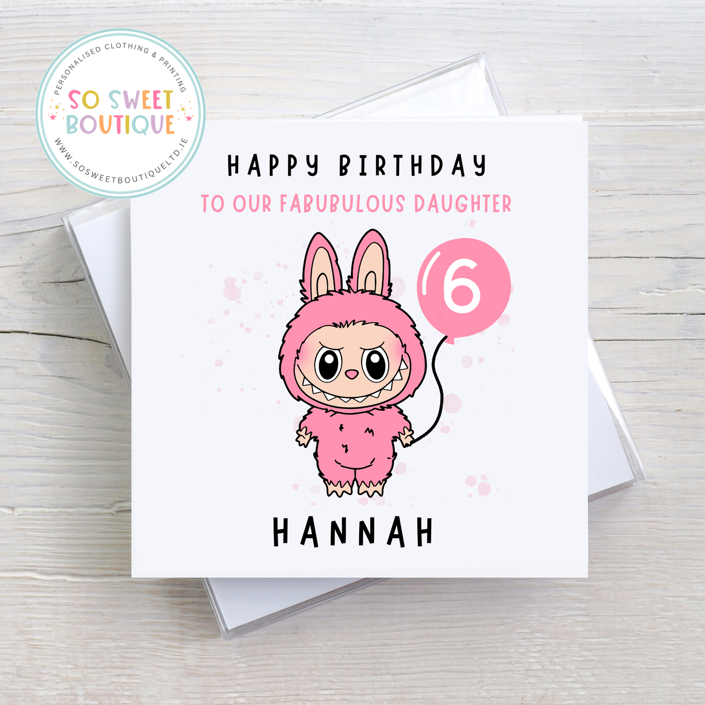 Little Monster themed Personalised Birthday Card - SoSweetBoutiqueLtd