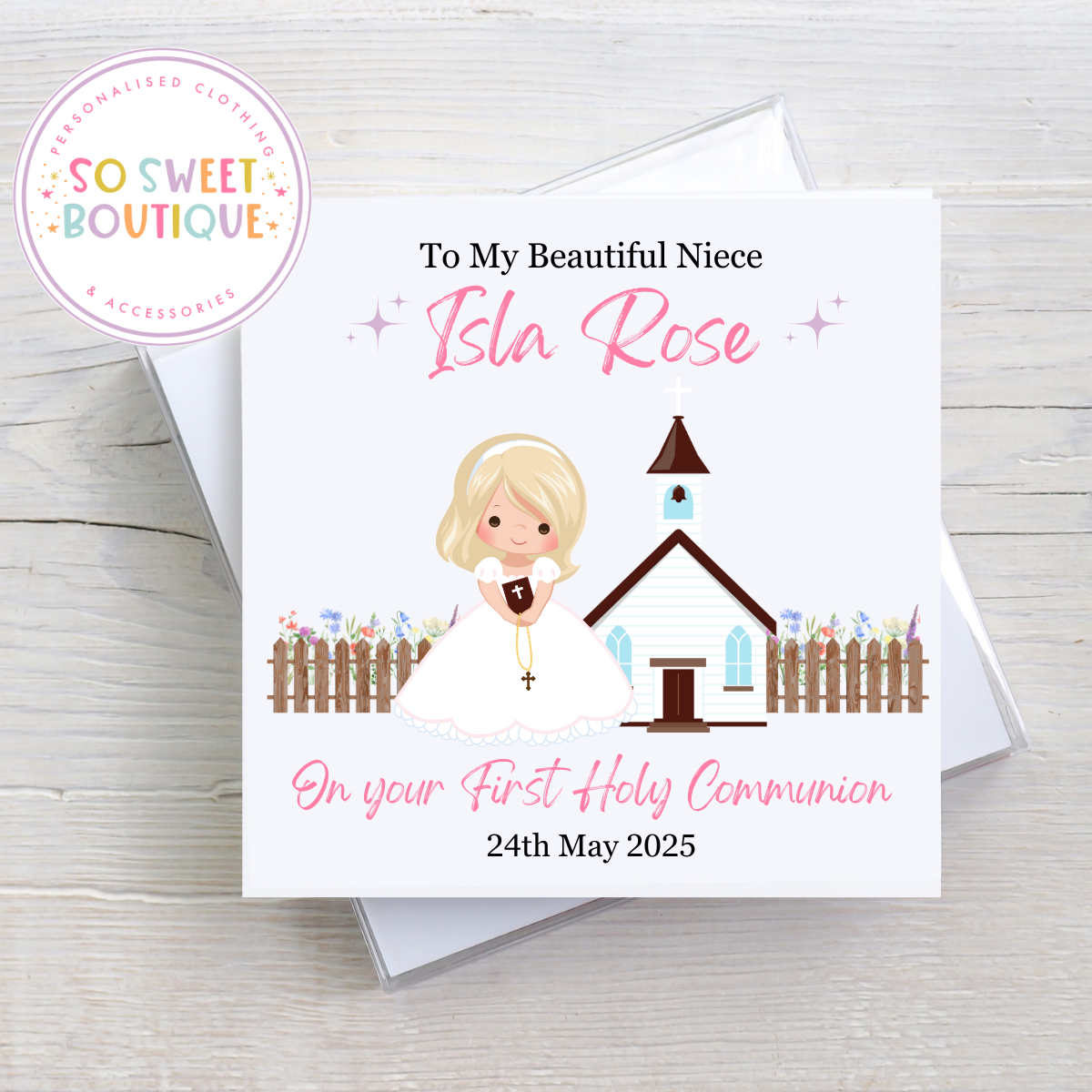 Personalised First Holy Communion Card - SoSweetBoutiqueLtd