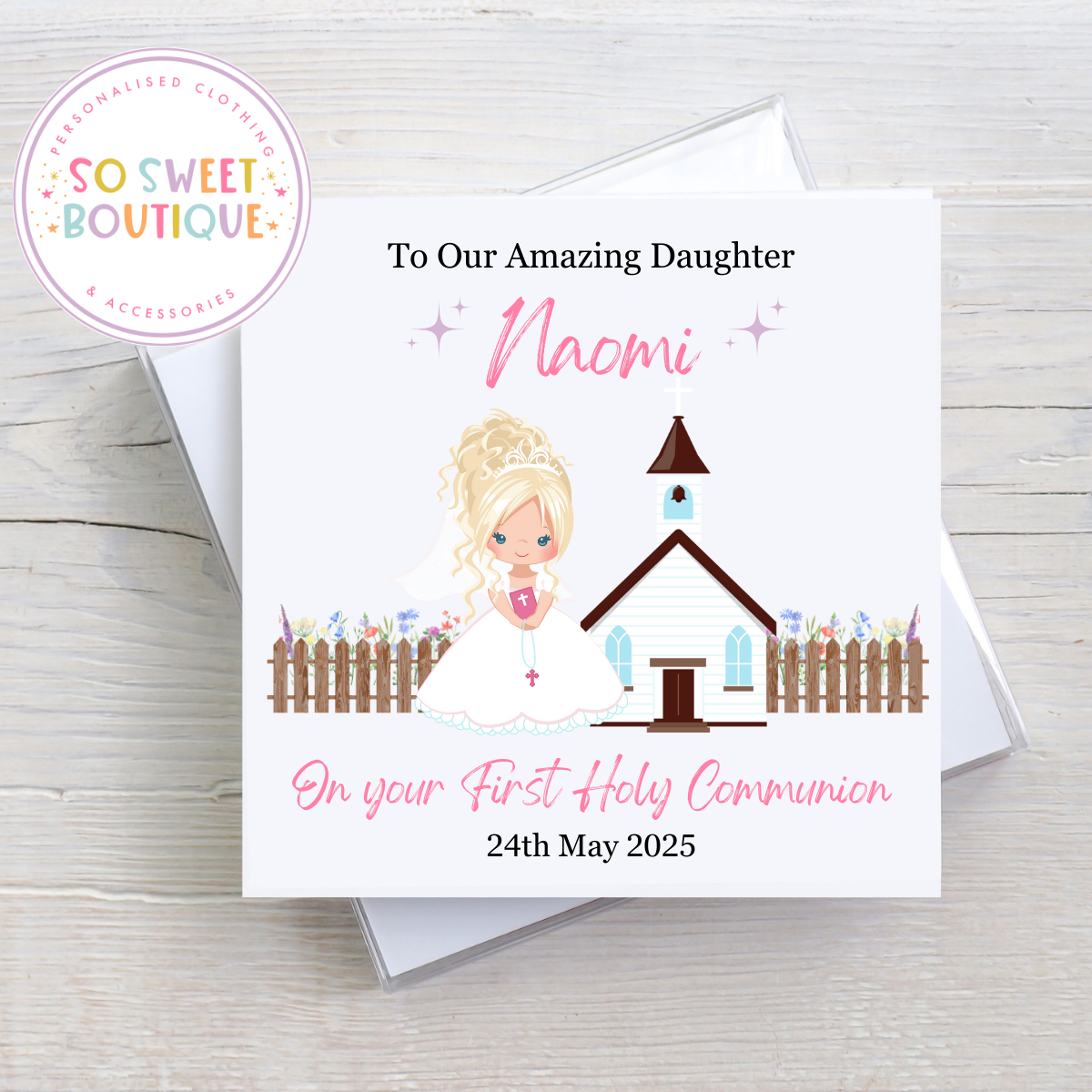 Personalised First Holy Communion Card - SoSweetBoutiqueLtd