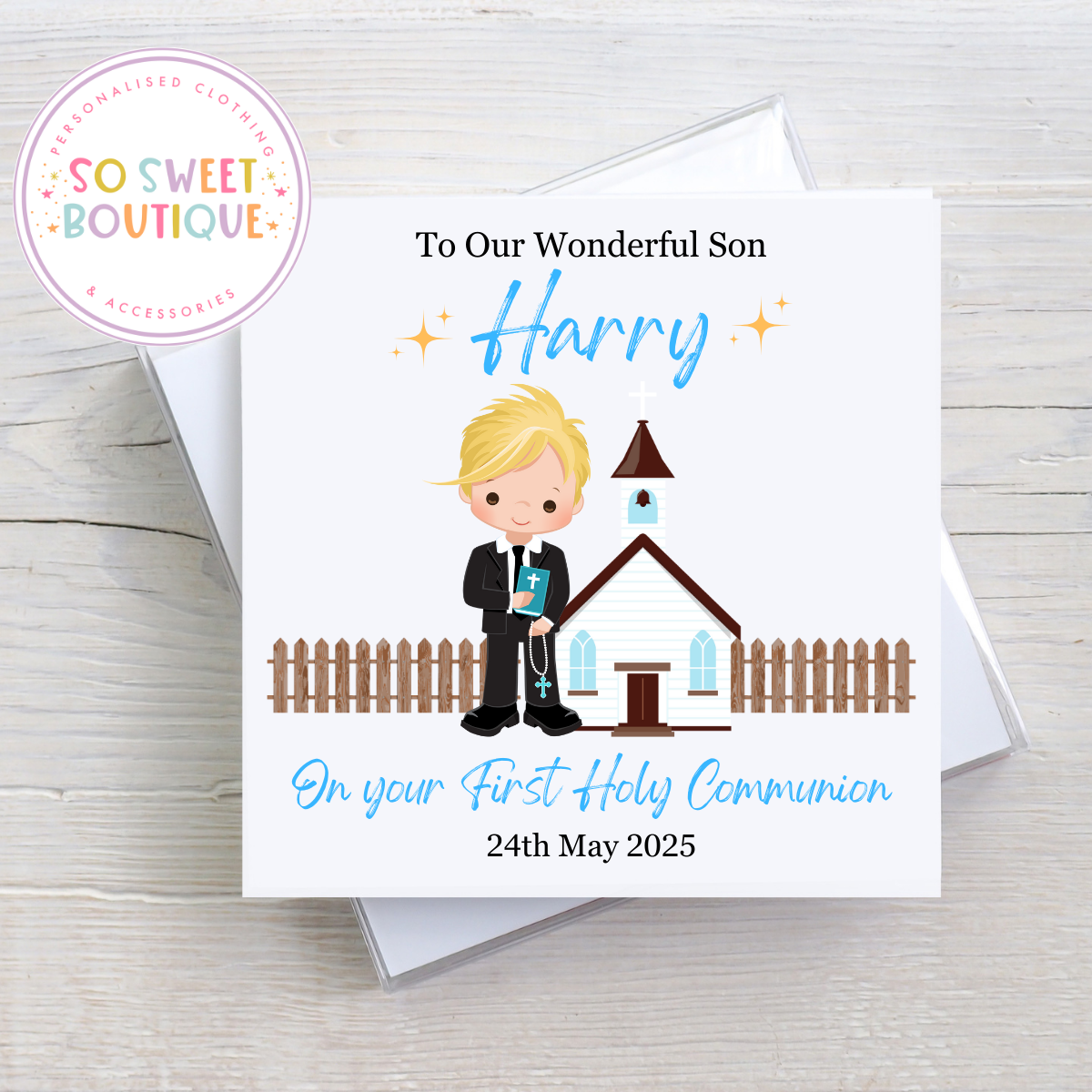 Personalised First Holy Communion Card - SoSweetBoutiqueLtd