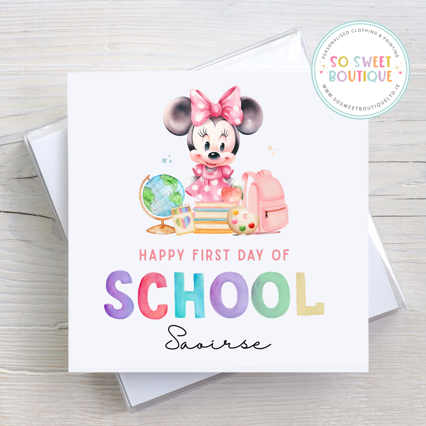 First Day Of School Minnie Mouse Themed Card