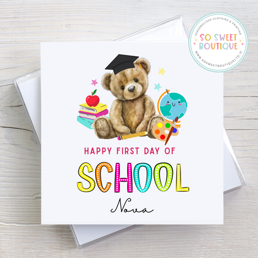 First Day Of School Bear Themed Card
