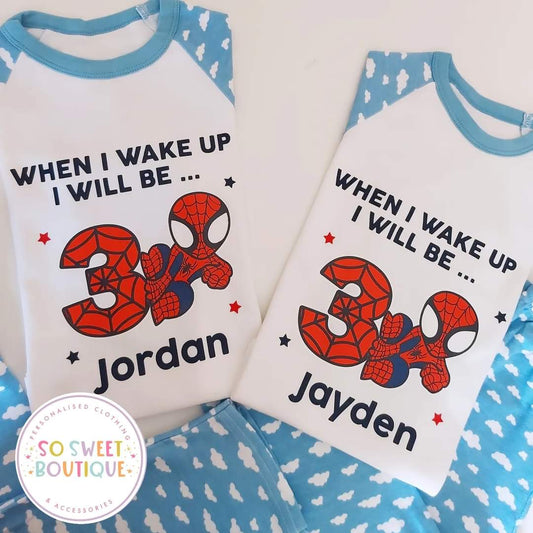 Spiderman When I Wake Up Personalised Birthday Pyjamas