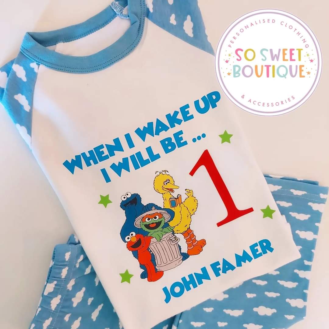 Sesame Street When I Wake Up Personalised Birthday Pyjamas - SoSweetBoutiqueLtd