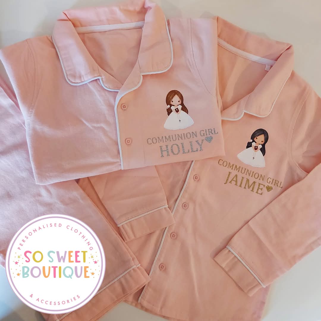 Communion Girl Long Hair Peachy Cotton PJs