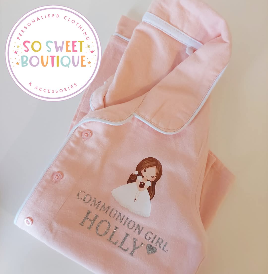 Communion Girl Long Hair Peachy Cotton PJs