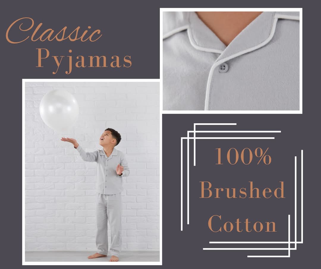 Communion Boy Frozen Grey Brushed Cotton PJs - SoSweetBoutiqueLtd