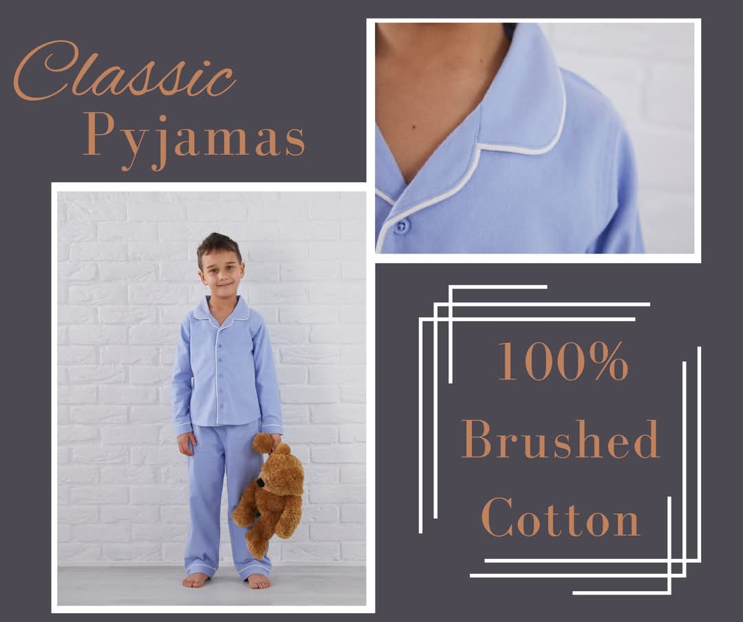Communion Boy Blue Brushed Cotton Pyjamas - SoSweetBoutiqueLtd