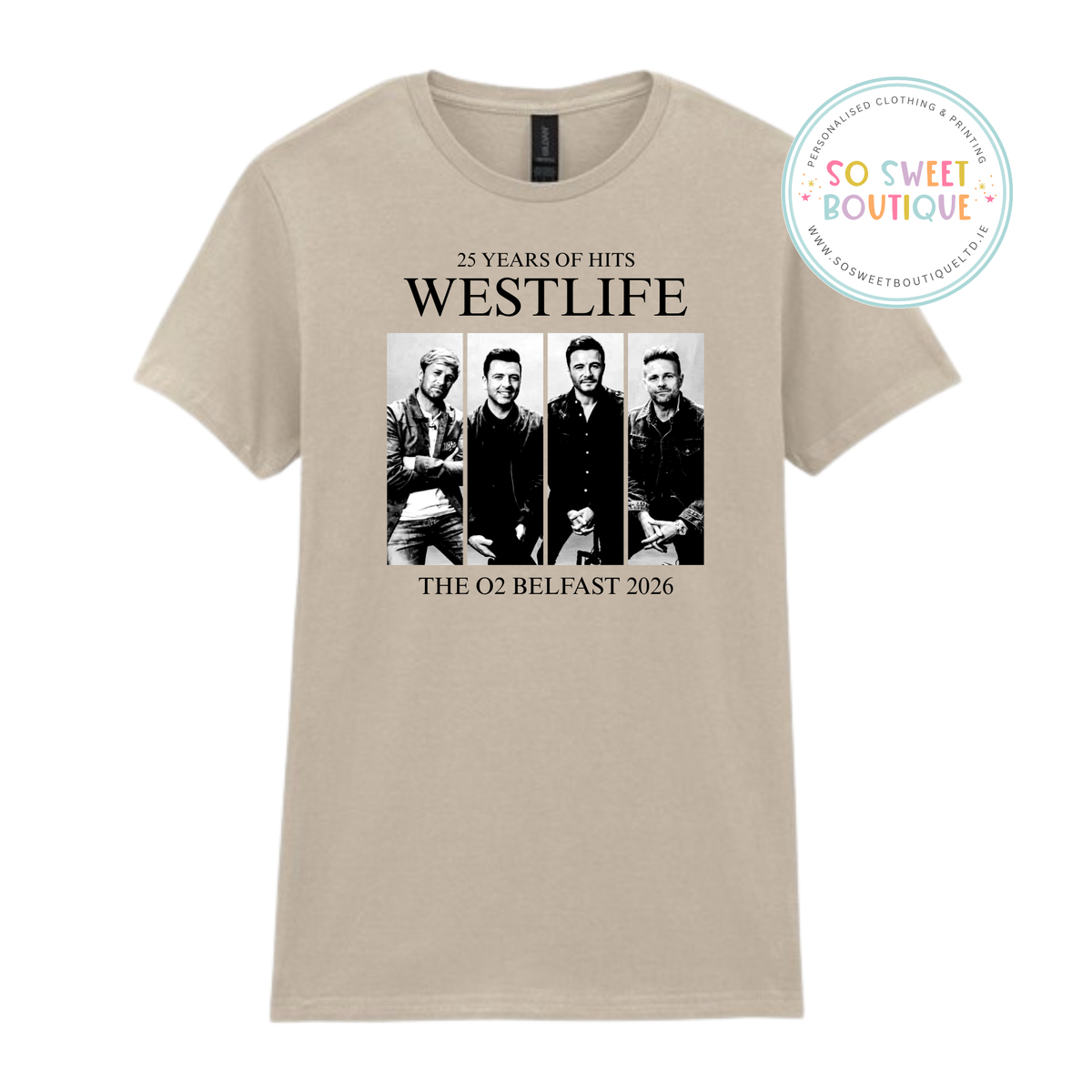 Westlife 25th Anniversary Belfast Sand T-Shirt