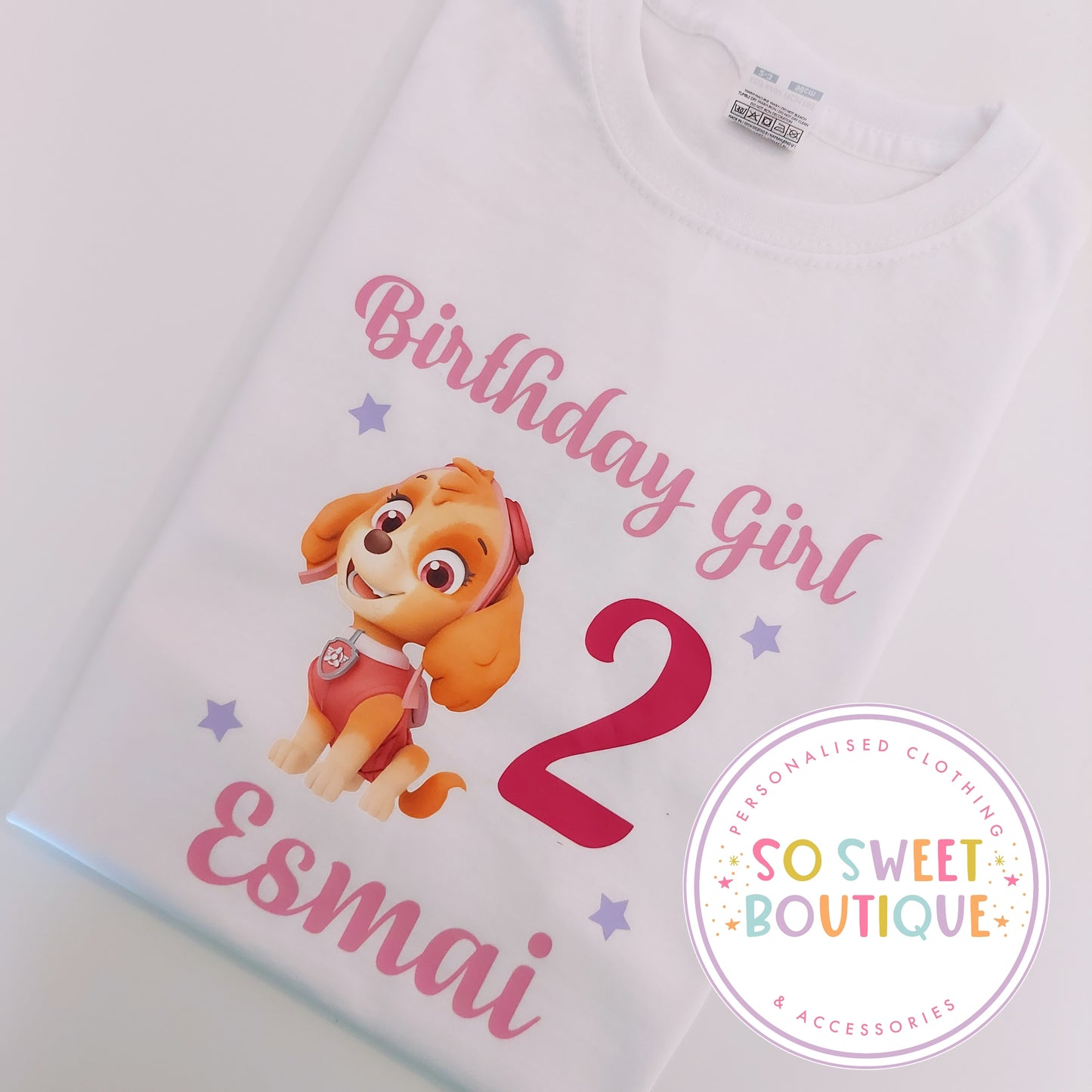 Paw Patrol Skye themed Birthday White T-Shirt