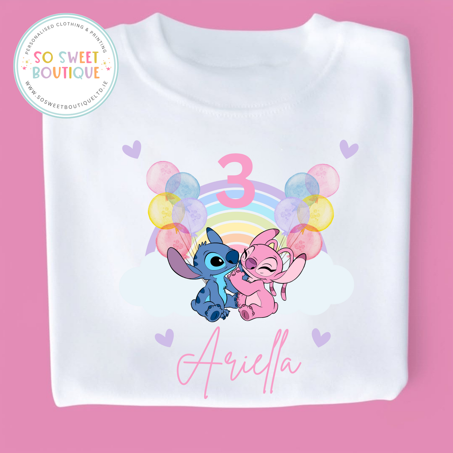 Stitch themed Birthday White T-Shirt