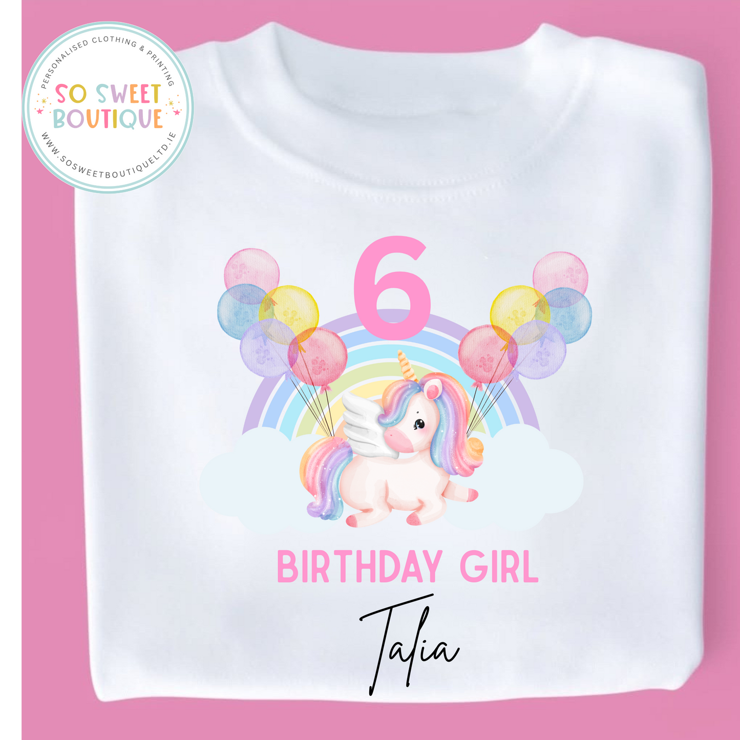 Unicorn themed Birthday White T-Shirt