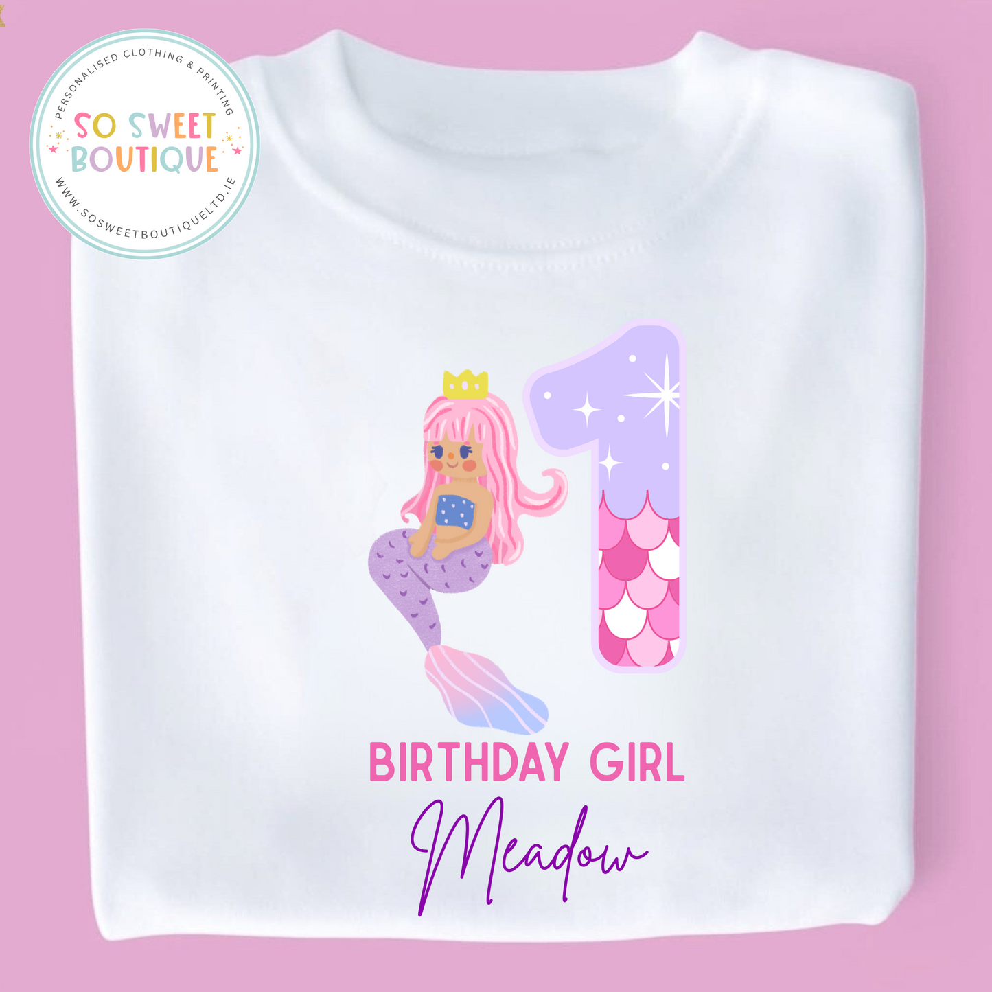 Mermaid themed Birthday White T-Shirt