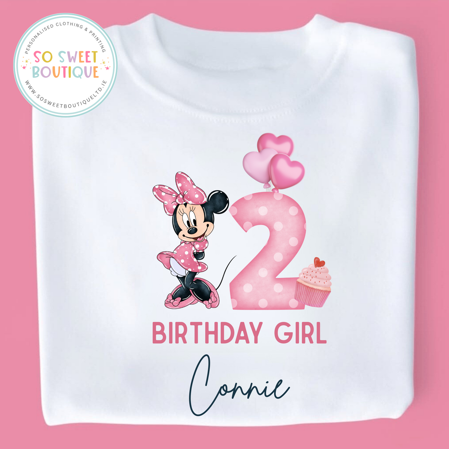 Minnie Mouse themed Birthday White T-Shirt