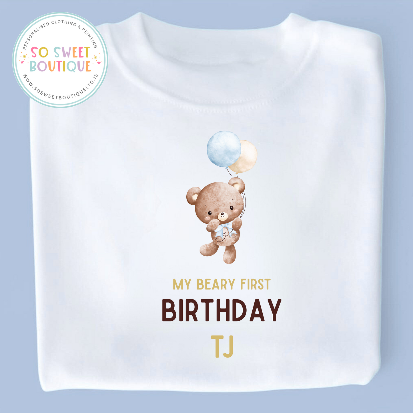 Beary First themed Birthday White T-Shirt