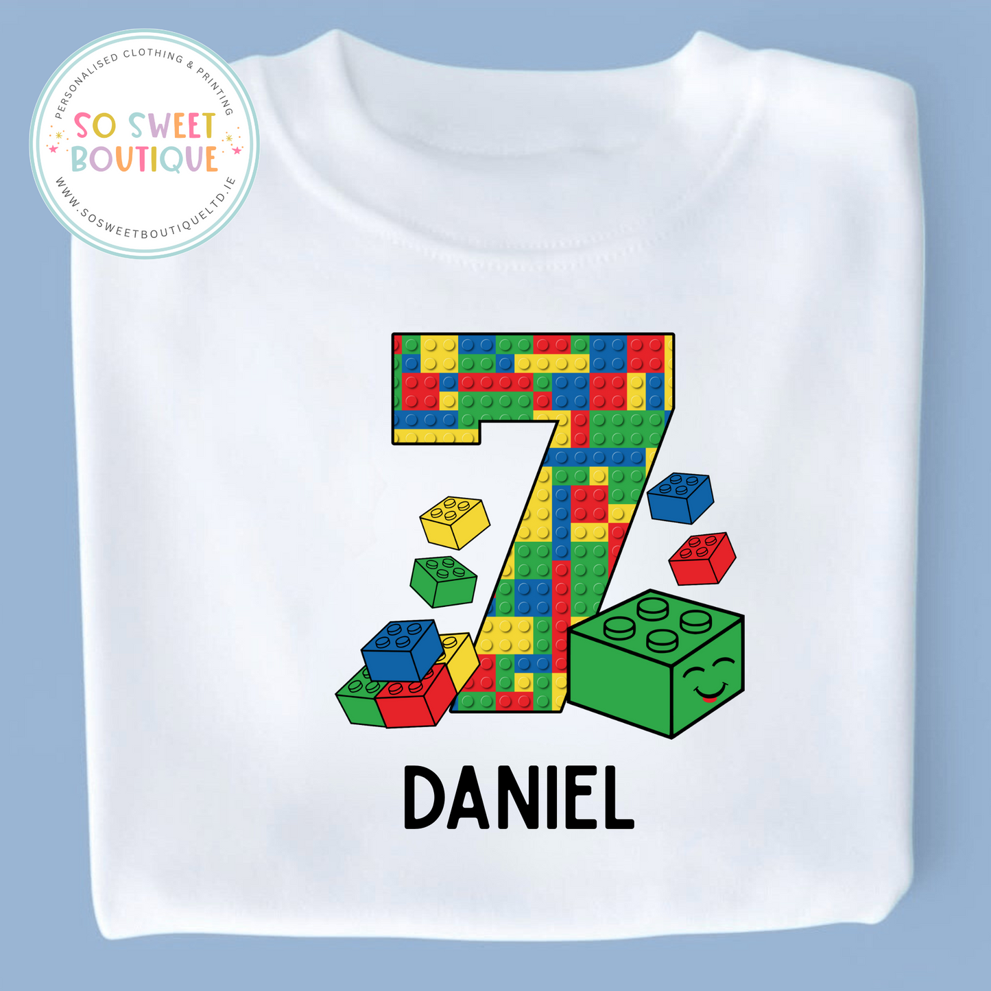 Building Blocks themed Birthday White T-Shirt