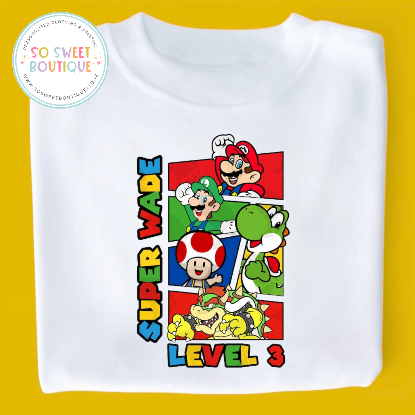 Super Mario themed Birthday White T-Shirt