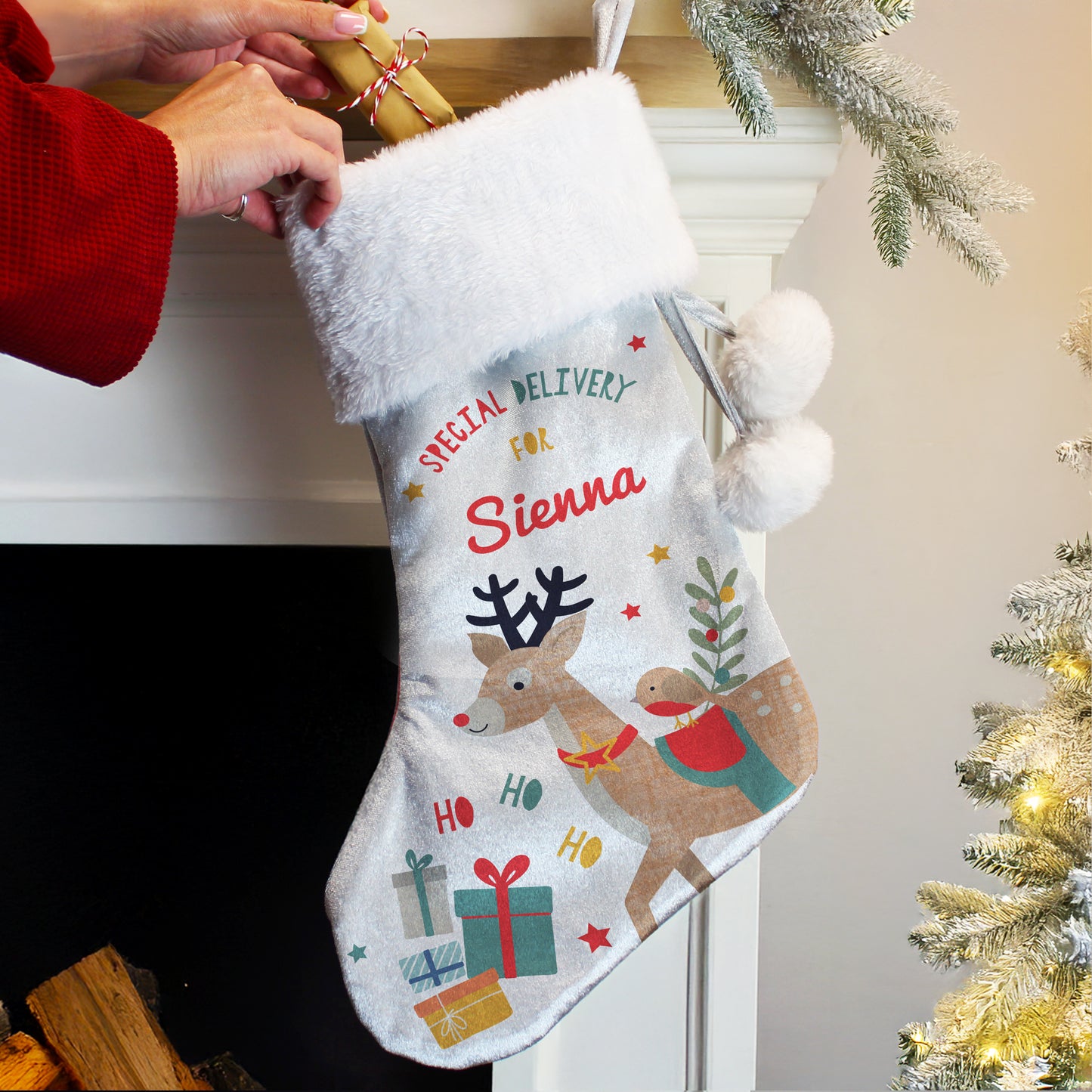 Reindeer Personalised Christmas Stocking