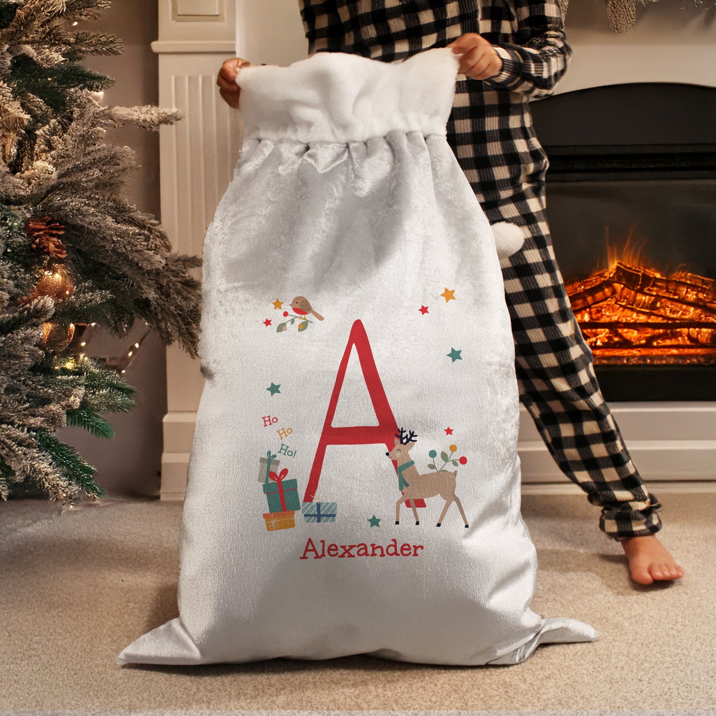 Reindeer Initial Personalised Santa Sack