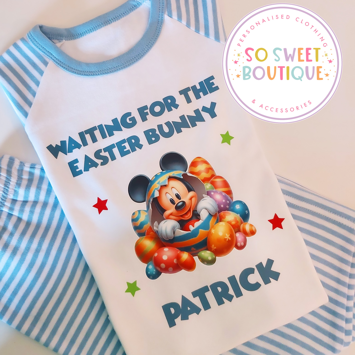 Waiting For The Easter Bunny Mickey Mouse themed Pyjamas - SoSweetBoutiqueLtd