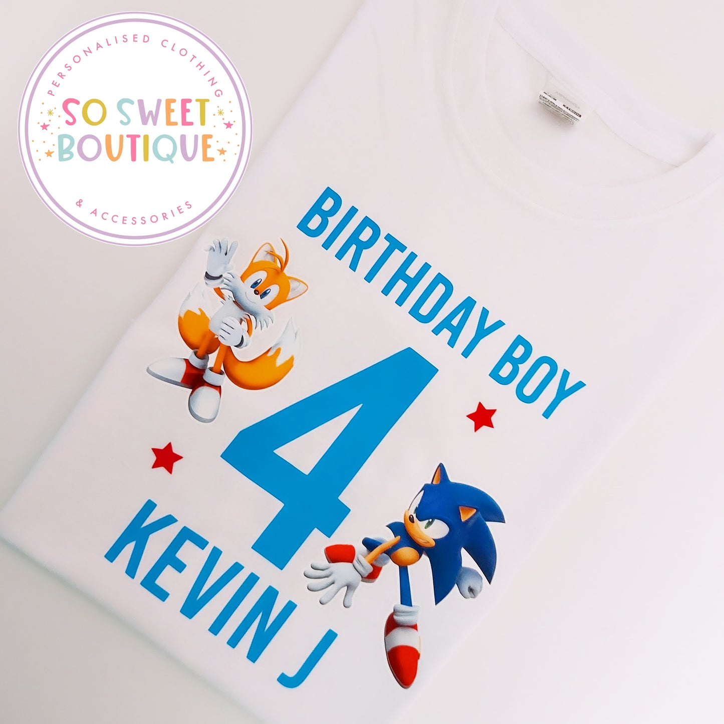 Sonic themed Birthday White T-Shirt - SoSweetBoutiqueLtd