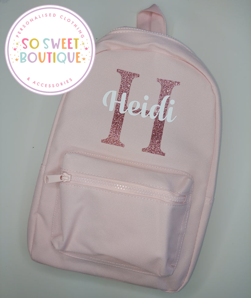 Pastel Pink Initial Style Backpack