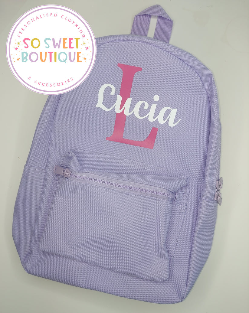 Lavender Initial Style Backpack