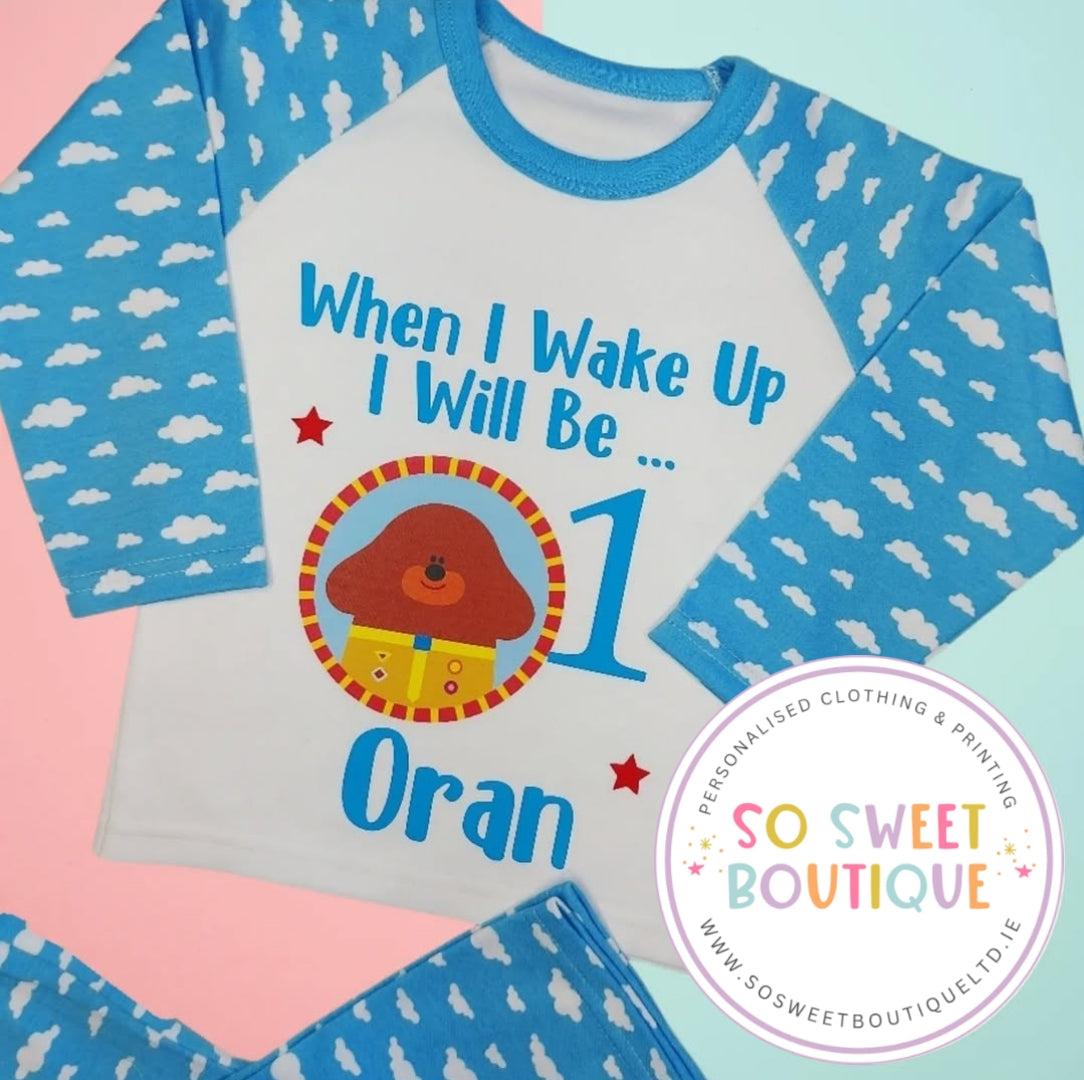 Hey Duggee When I Wake Up Personalised Birthday Pyjamas - SoSweetBoutiqueLtd