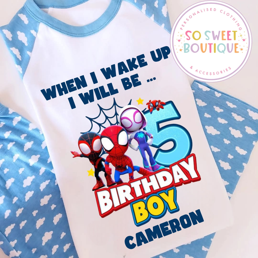 Spiderman When I Wake Up Personalised Birthday Pyjamas