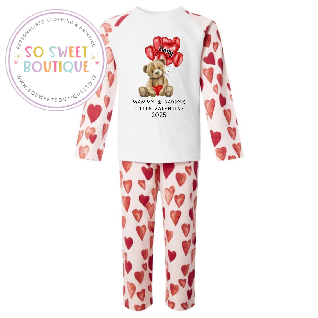 Little Valentine Bear Style Heart Print Pyjamas - SoSweetBoutiqueLtd