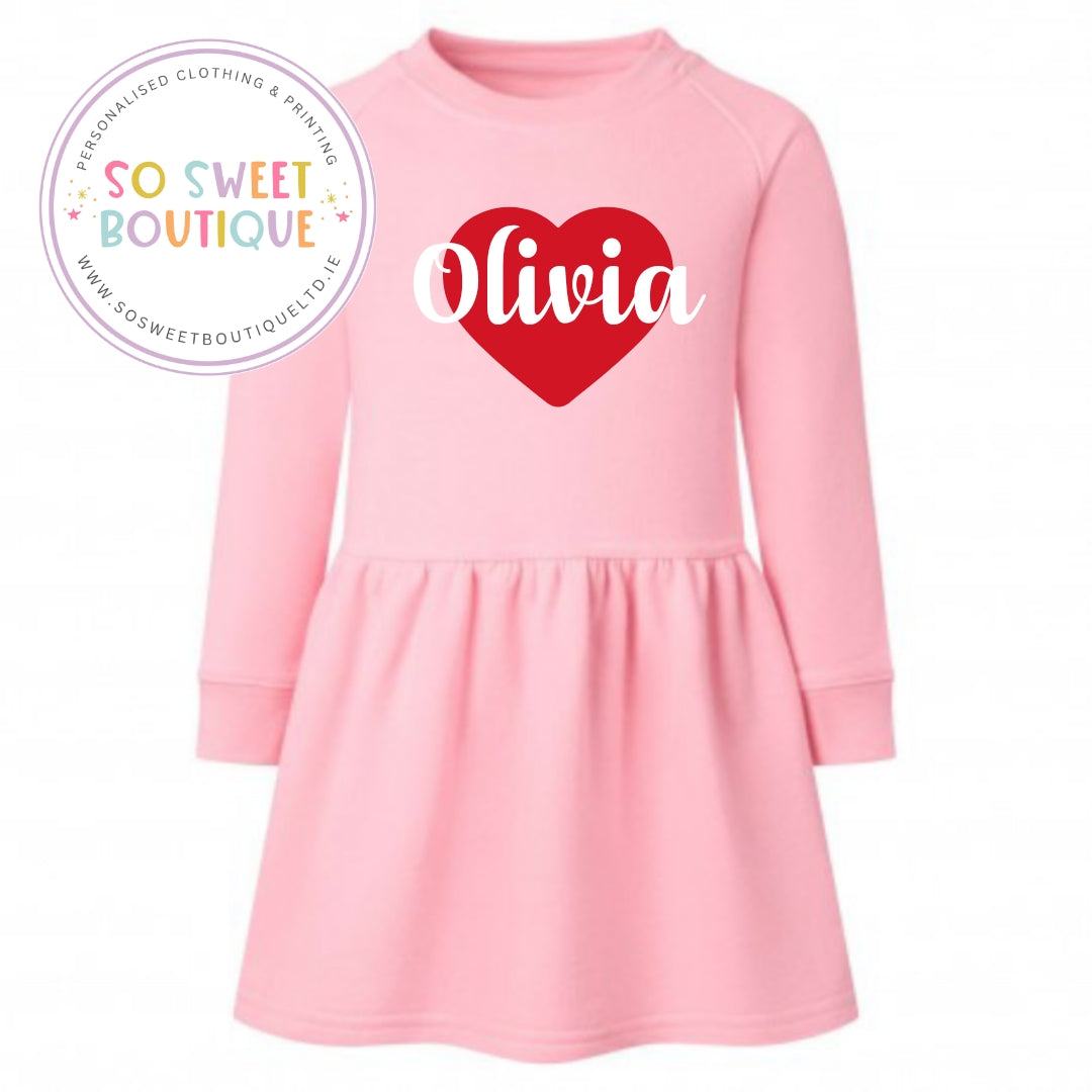 Candy Pink Heart Print Raglan Style Dress - SoSweetBoutiqueLtd