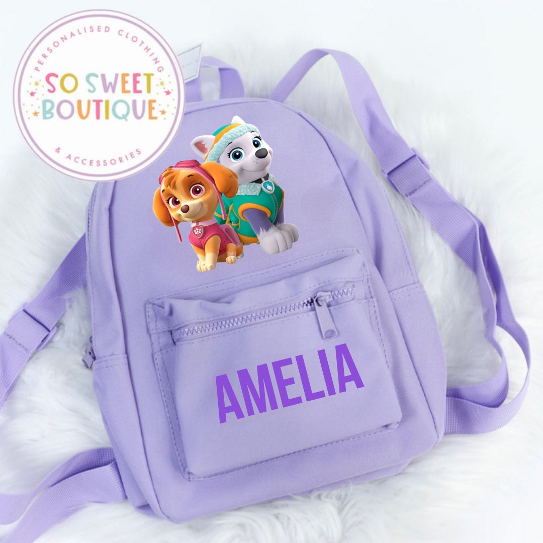 Lavender Skye & Everest Paw Patrol themed Baby & Toddler Mini Backpack - SoSweetBoutiqueLtd