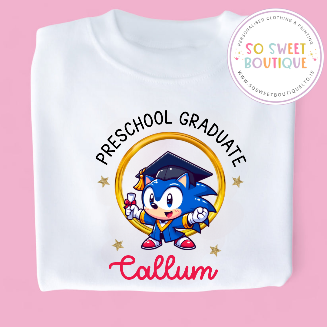 Sonic The Hedgehog Personalised Preschool Graduate T-Shirt