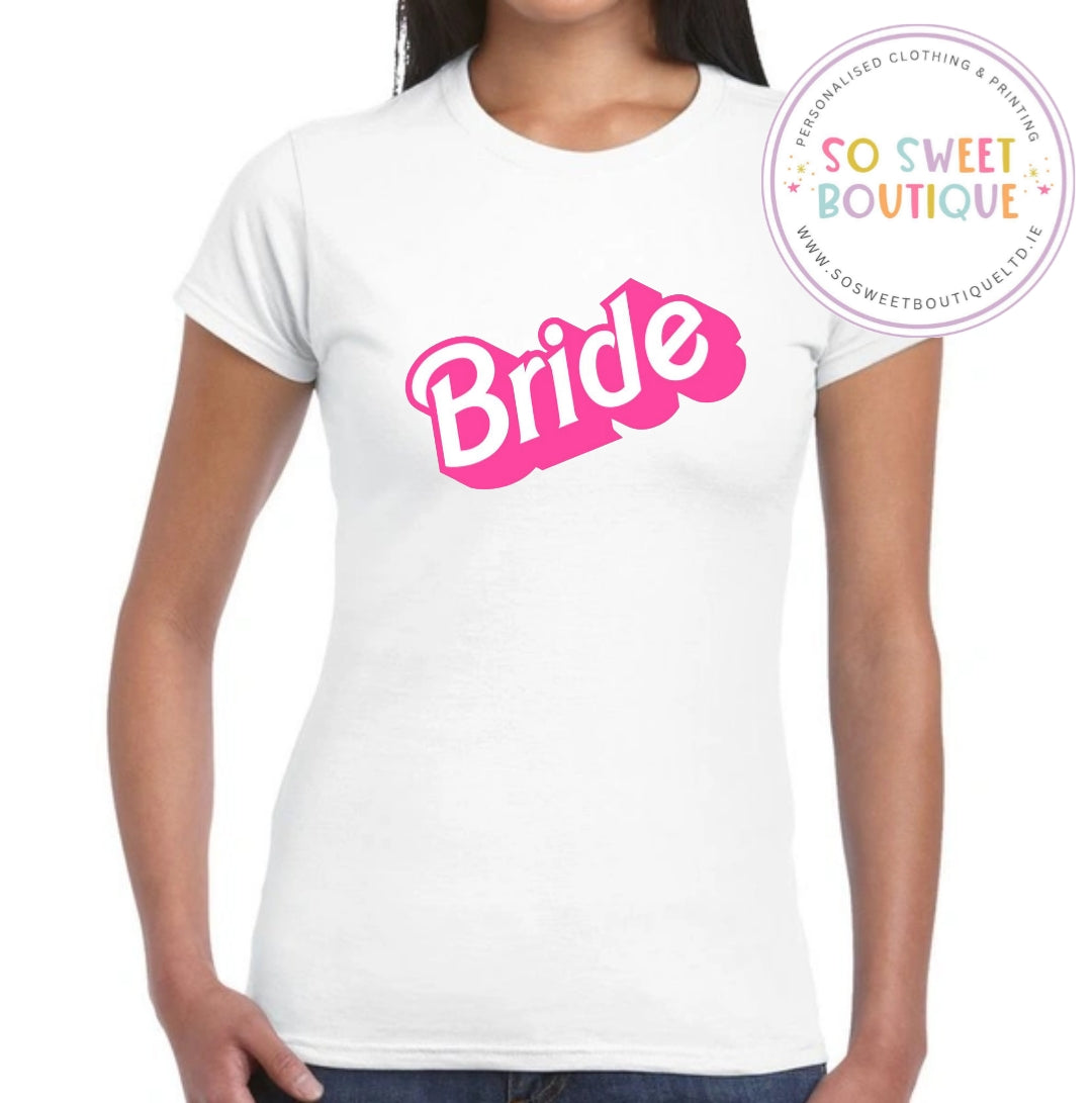 Bride Barbie Font Hen Party T-Shirt