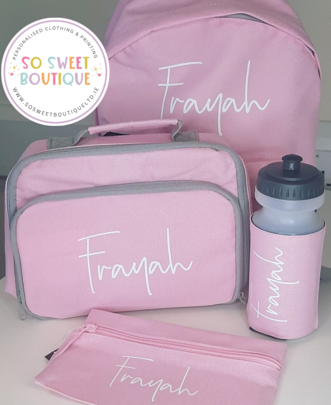 Name Print 4 Piece Pink School Bundle