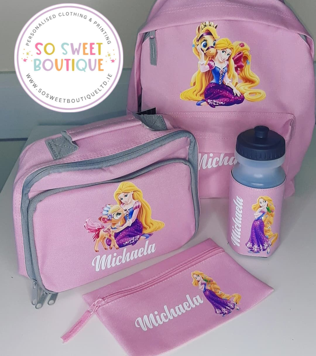 Rapunzel 4 Piece Pink School Bundle