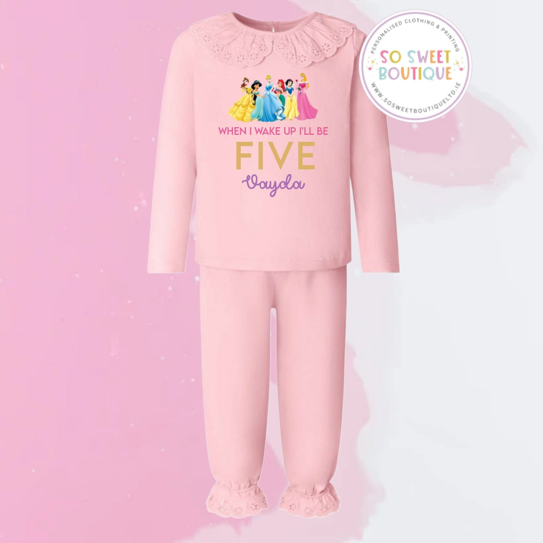 Princess themed Pastel Pink Frill Style Birthday Pyjamas