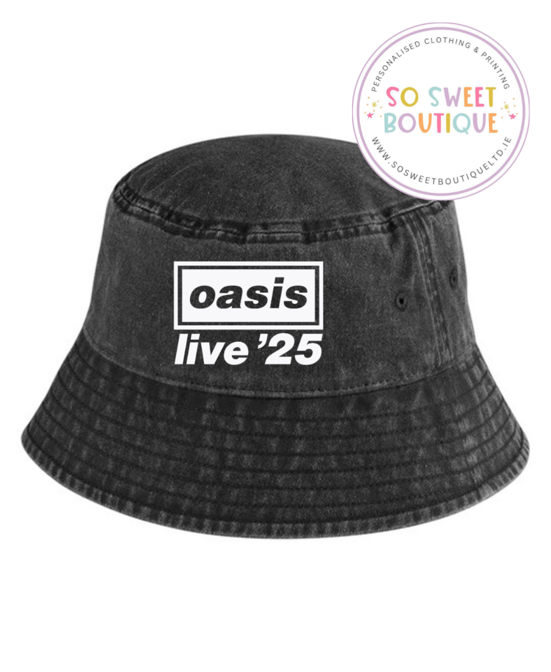 Vintage Style' Oasis Live 25 Unisex Bucket Hat - Vintage Black