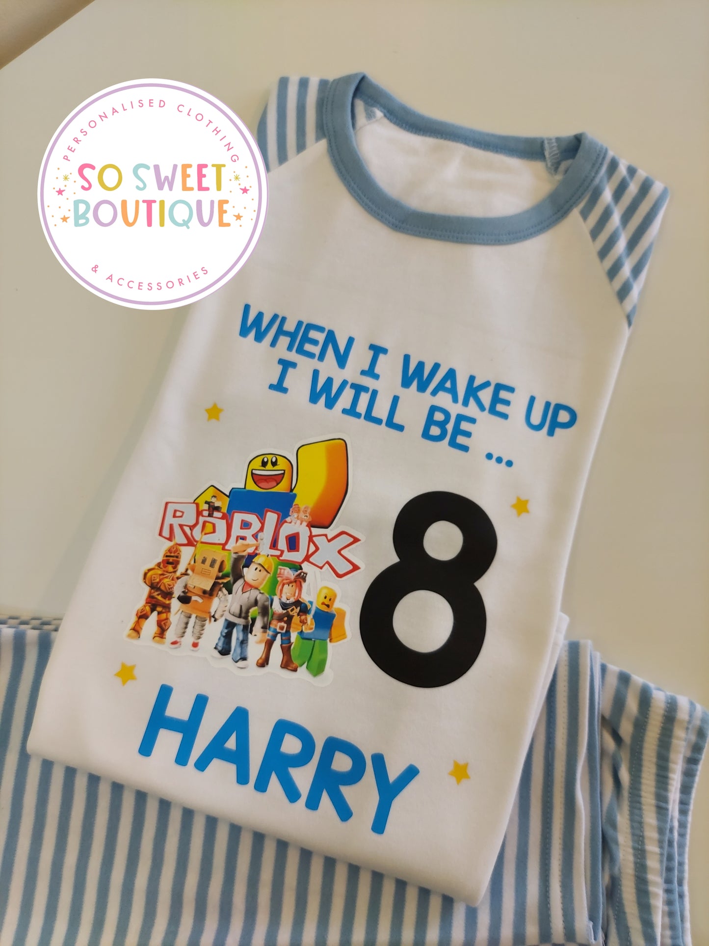 Roblox When I Wake Up Personalised Birthday Pyjamas