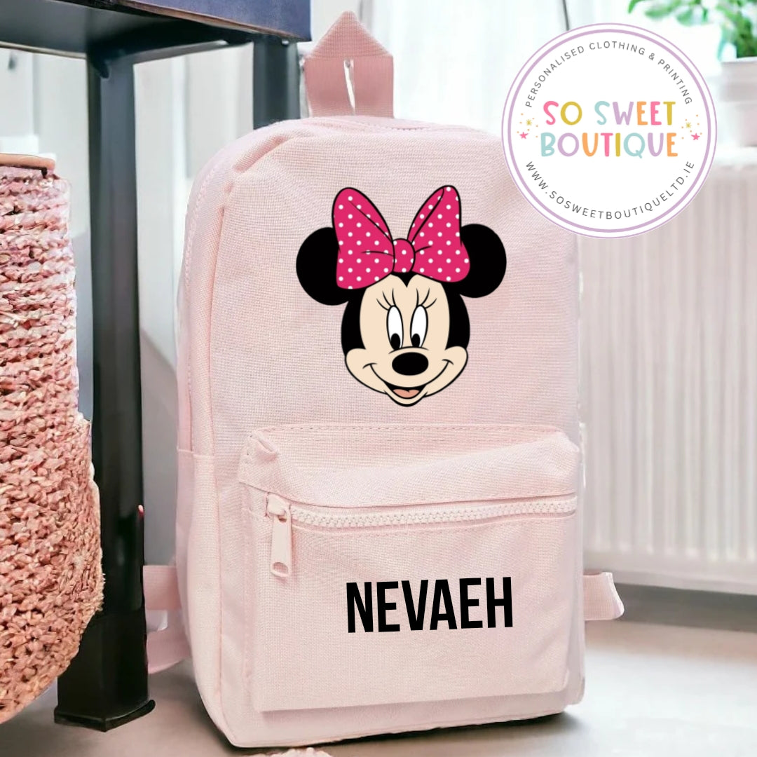 Minnie Mouse themed Personalised Backpack