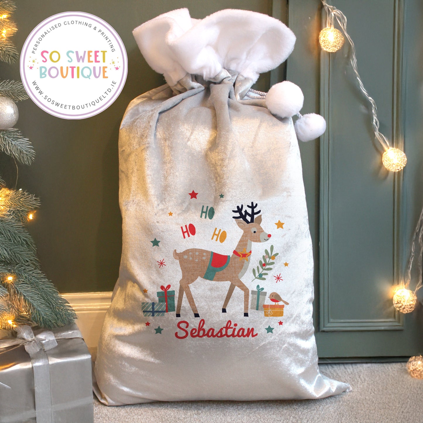 Reindeer Personalised Christmas Sack