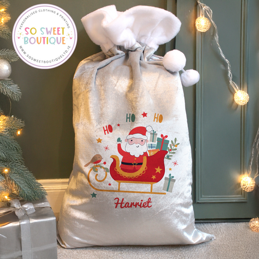 Santa Sleigh Personalised Christmas Sack