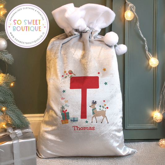 Reindeer Initial Personalised Santa Sack