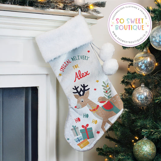 Reindeer Personalised Christmas Stocking